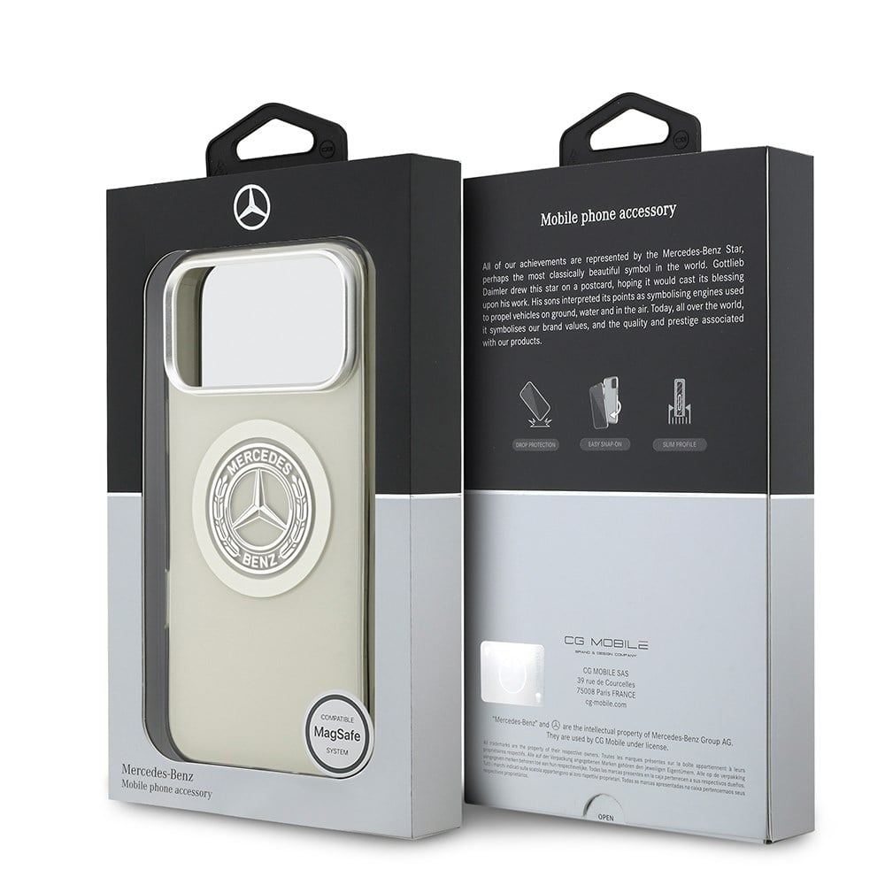 Apple iPhone 17 Pro Max Kılıf Mercedes Benz Orjinal Lisanslı M-safe Şarj Özellikli Çift Katmanlı PC Nostaljik Yıldız Dizayn Kapak