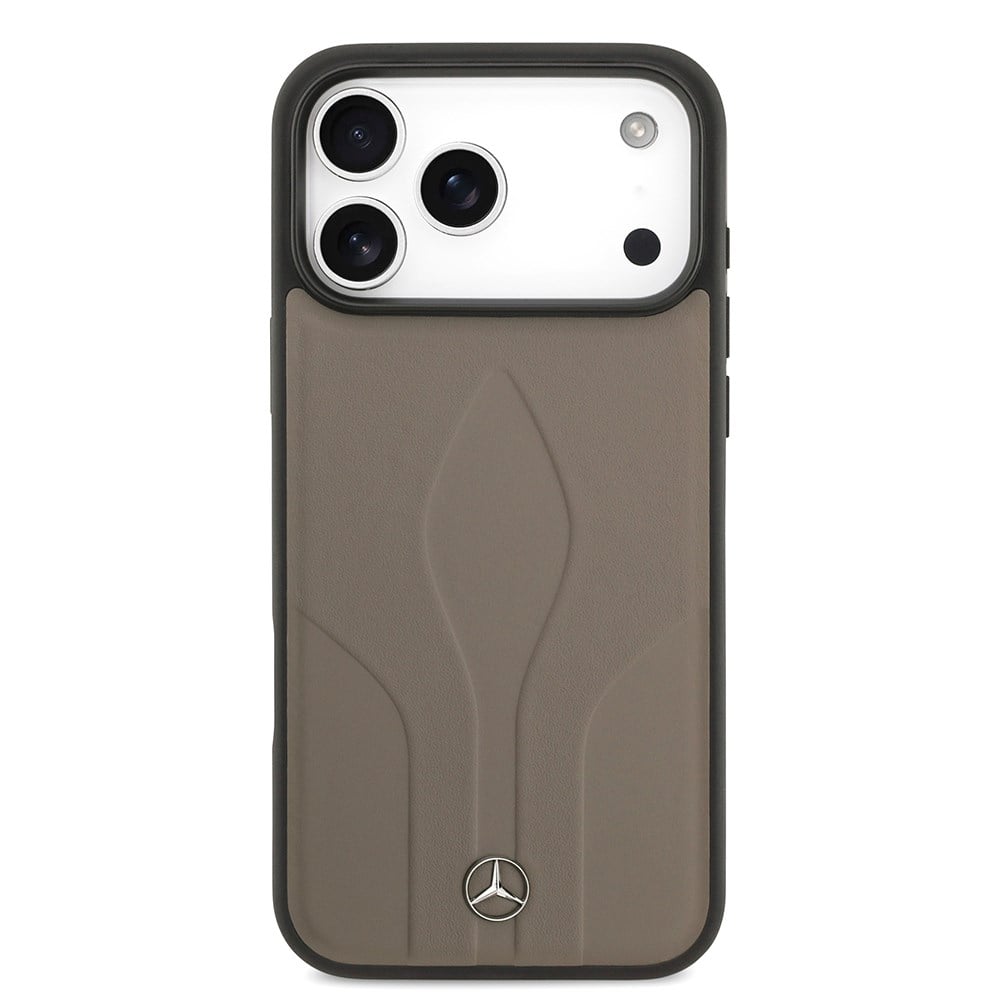 Apple iPhone 17 Pro Max Kılıf Mercedes Benz Orjinal Lisanslı M-safe Şarj Özellikli Dokulu Desenli Deri Kapak