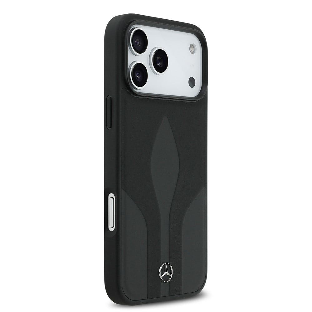 Apple iPhone 17 Pro Max Kılıf Mercedes Benz Orjinal Lisanslı M-safe Şarj Özellikli Dokulu Desenli Deri Kapak