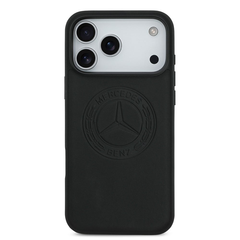 Apple iPhone 17 Pro Max Kılıf Mercedes Benz Orjinal Lisanslı M-safe Şarj Özellikli Hakiki Deri Nostaljik Yıldız Dizayn Kapak