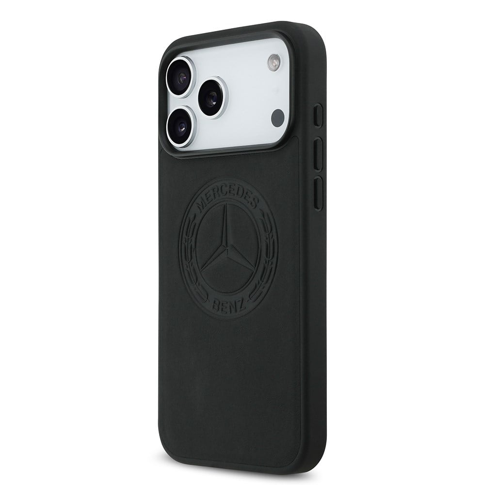 Apple iPhone 17 Pro Max Kılıf Mercedes Benz Orjinal Lisanslı M-safe Şarj Özellikli Hakiki Deri Nostaljik Yıldız Dizayn Kapak