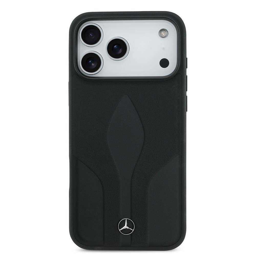 Apple iPhone 17 Pro Max Kılıf Mercedes Benz Orjinal Lisanslı M-safe Şarj Özellikli Dokulu Desenli Deri Kapak