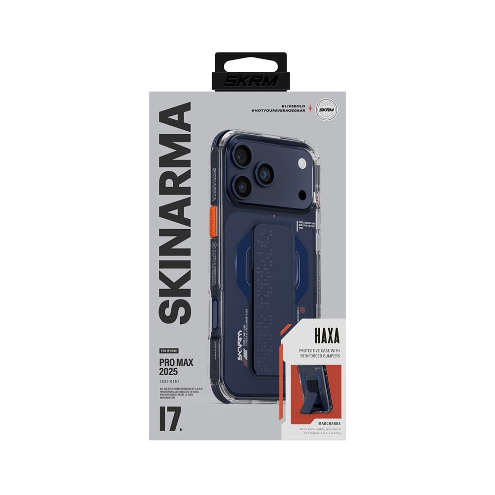 Apple iPhone 17 Pro Max Kılıf Skinarma M-Safe Şarj Özellikli Airbag Tasarımlı Standlı Haxa Kapak