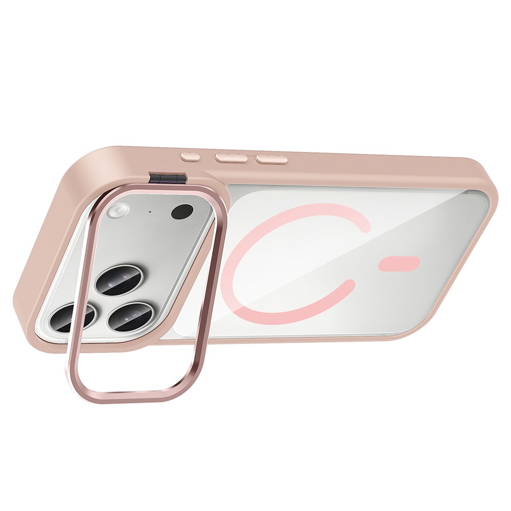 Apple iPhone 17 Pro Max Kılıf Standlı ve Kamera Lens Hediyeli M-Safe Şarj Özellikli Zore Etro Kapak