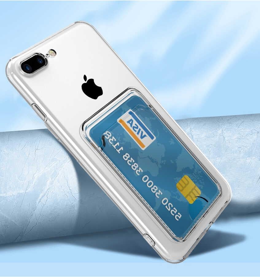 Apple iPhone SE 2020 Kılıf Kartlıklı Şeffaf Zore Setra Clear Silikon Kapak