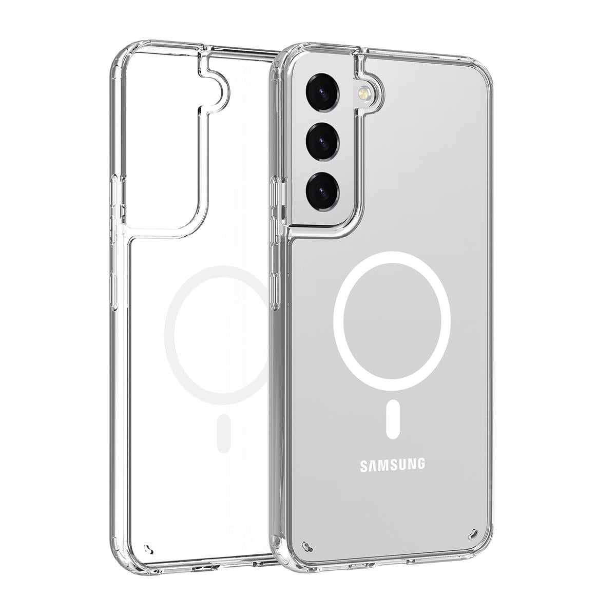 Galaxy S23 Plus Kılıf M-safe Şarj Özellikli Şeffaf Sert PC Zore Embos Kapak