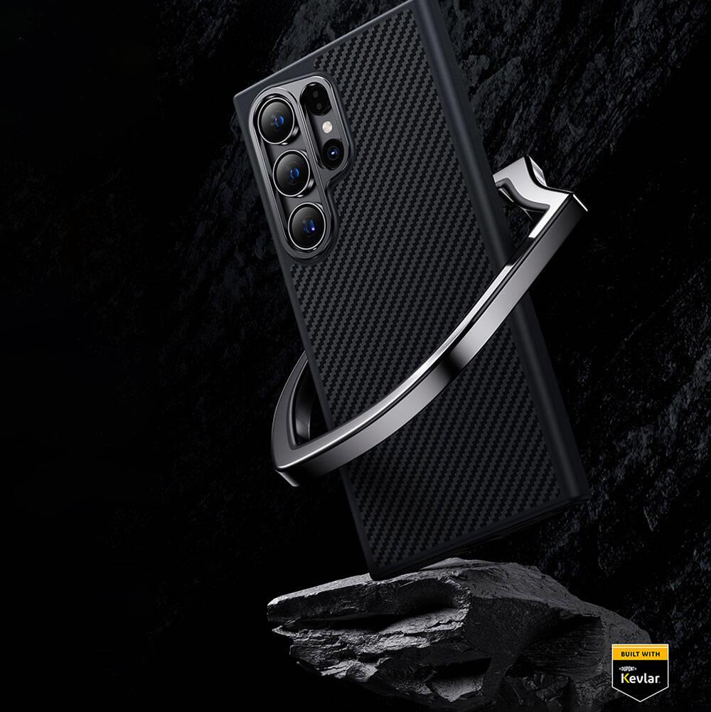 Galaxy S24 Kılıf Karbon Fiber M-safe Şarj Özellikli Benks Hybrid ArmorPro 600D Kevlar Kapak