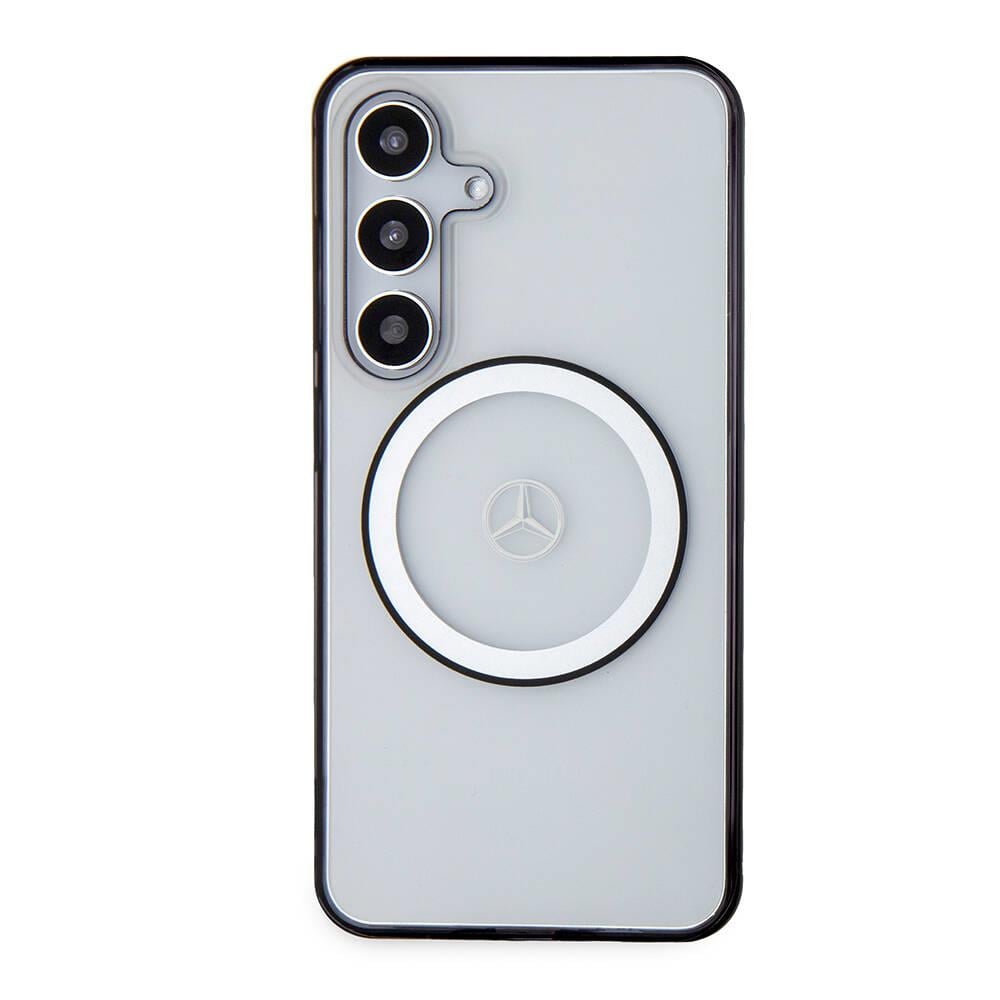 Galaxy S24 Kılıf Mercedes Benz Orjinal Lisanslı M-safe Şarj Özellikli PC TPU Transparan Black Ring Kapak
