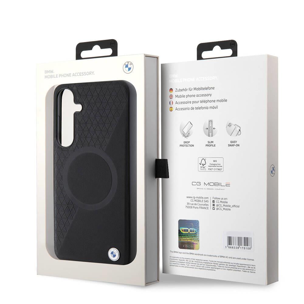 Galaxy S24 Plus Kılıf BMW Orjinal Lisanslı M-safe Şarj Özellikli Yarım Dokulu Circle Leather Kapak