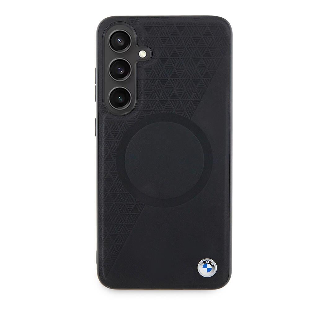 Galaxy S24 Plus Kılıf BMW Orjinal Lisanslı M-safe Şarj Özellikli Yarım Dokulu Circle Leather Kapak