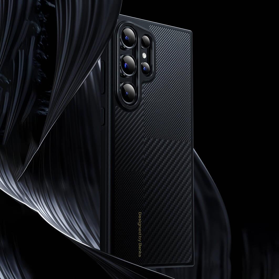 Galaxy S24 Plus Kılıf M-safe Şarj Özellikli Karbon Fiber Benks Montage Hybrid ArmorPro Kevlar Kapak