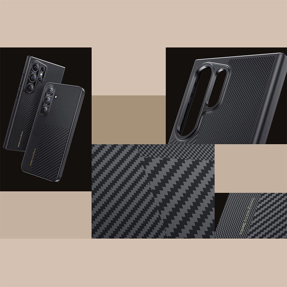 Galaxy S24 Plus Kılıf M-safe Şarj Özellikli Karbon Fiber Benks Montage Hybrid ArmorPro Kevlar Kapak