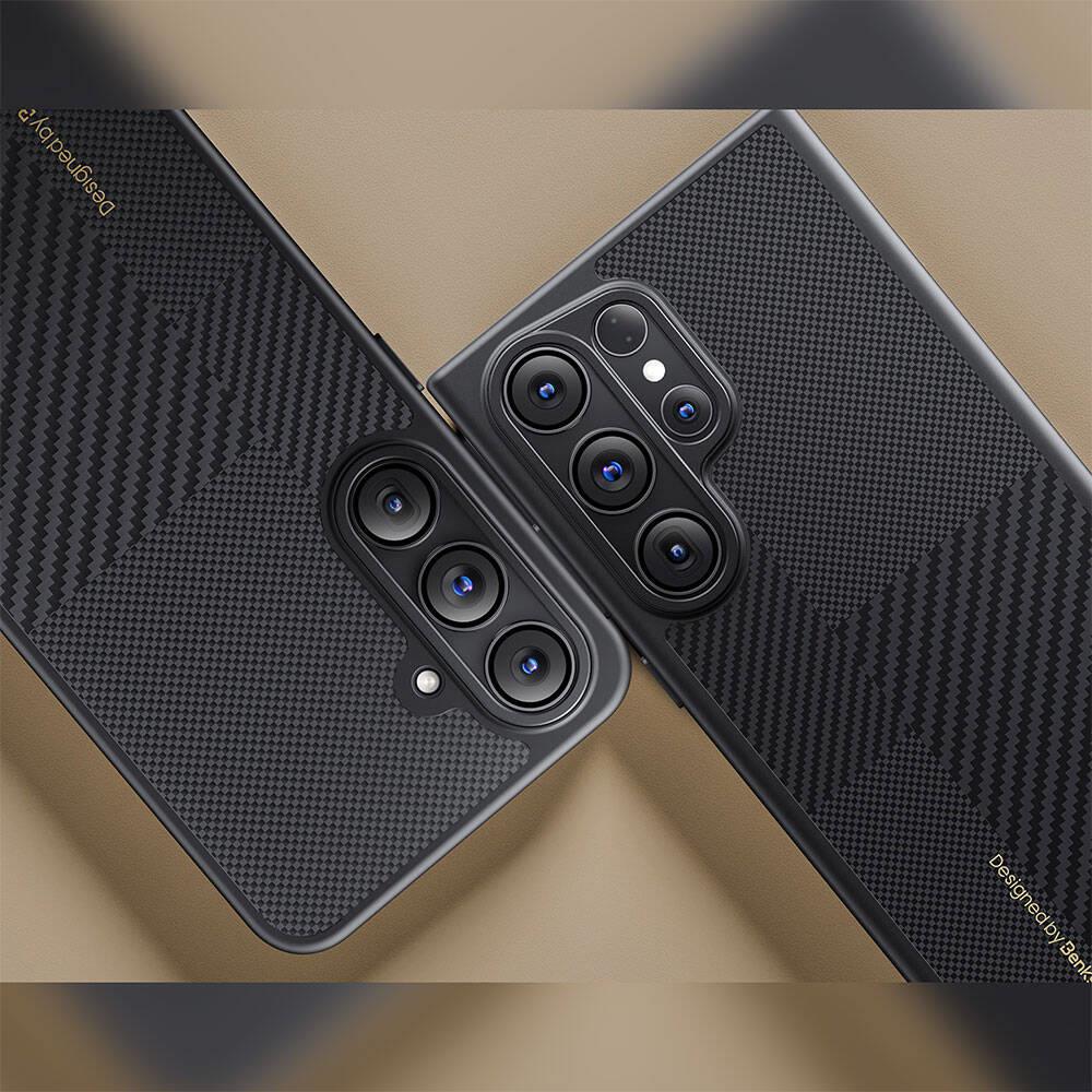 Galaxy S24 Plus Kılıf M-safe Şarj Özellikli Karbon Fiber Benks Montage Hybrid ArmorPro Kevlar Kapak