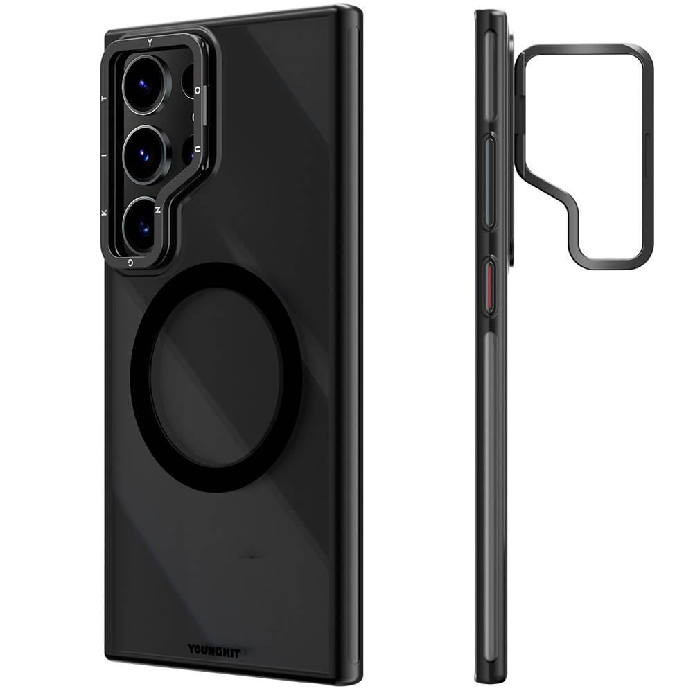 Galaxy S24 Ultra Kılıf M-safe Şarj Özellikli Sararma Önleyici Youngkit Crystal Grid Kapak