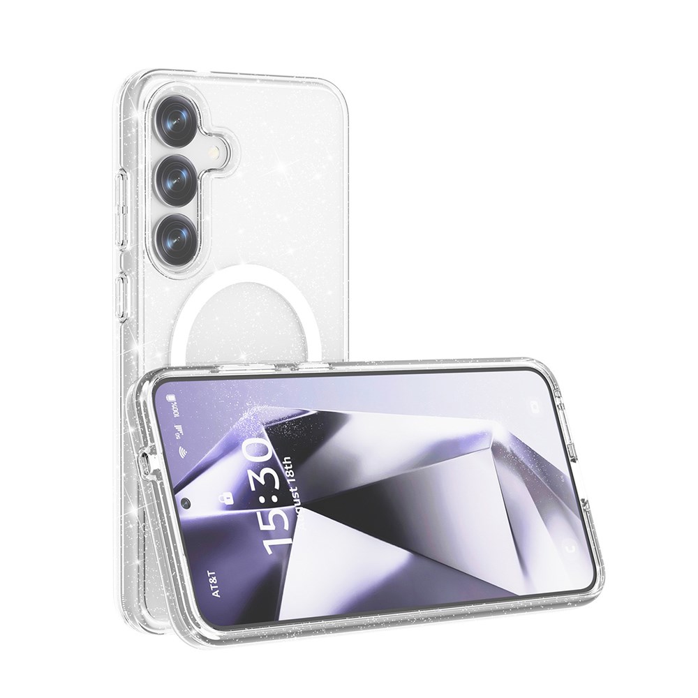 Galaxy S25 Plus Kılıf M-safe Şarj Özellikli Parlayan Simli Saydam Renkli Zore Allstar Kapak