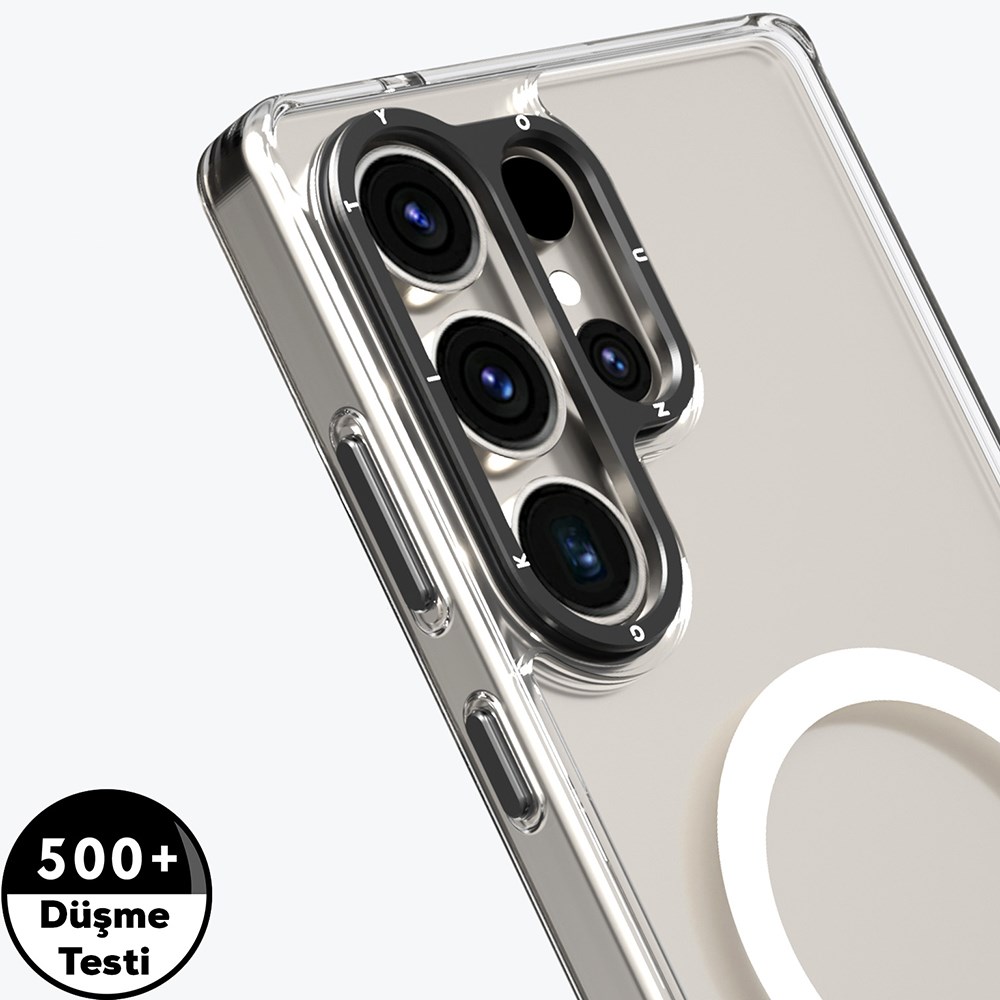 Galaxy S25 Ultra Kılıf M-safe Şarj Özellikli Cam Arka Yüzey TPU Youngkit Gemstone Serisi Kapak