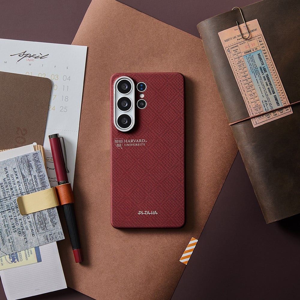 Galaxy S26 Ultra Kılıf M-safe Şarj Özellikli Aramid Fiber Pitaka Harvard University Serisi Kapak