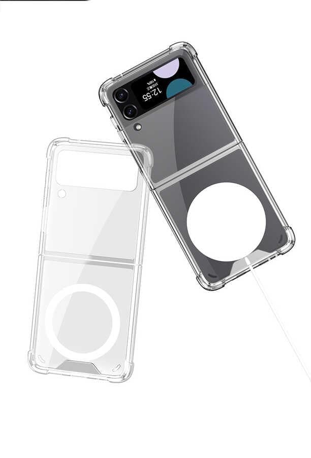 Galaxy Z Flip 3 Kılıf Wireless Şarj Özellikli Airbagli Zore Kıpta Anti Shock M-safe Kapak