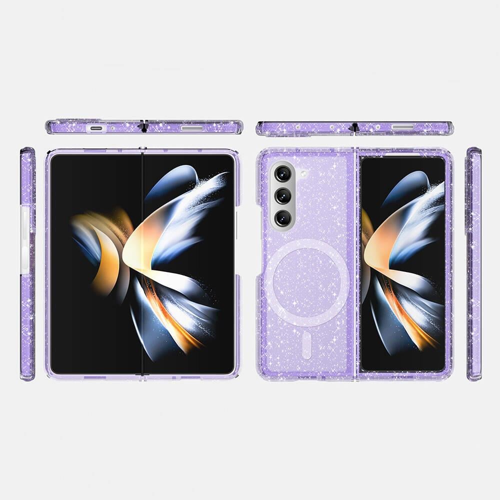 Galaxy Z Fold 6 Kılıf M-safe Şarj Özellikli Parlayan Simli Saydam Renkli Zore Allstar Kapak