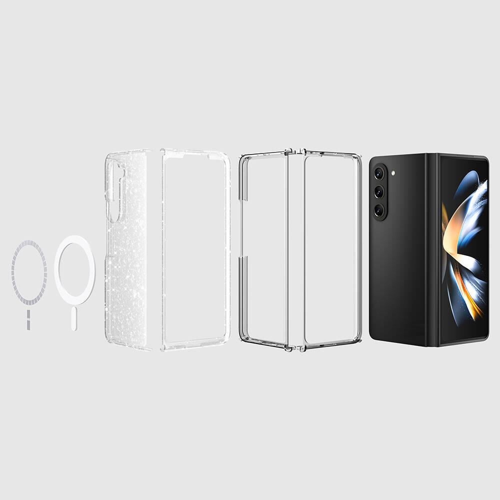 Galaxy Z Fold 6 Kılıf M-safe Şarj Özellikli Parlayan Simli Saydam Renkli Zore Allstar Kapak