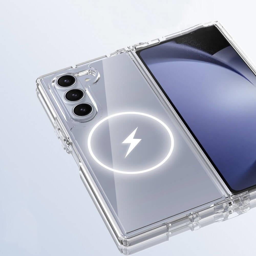 Galaxy Z Fold 6 Kılıf M-safe Şarj Özellikli Şeffaf Sert PC Zore Embos Kapak
