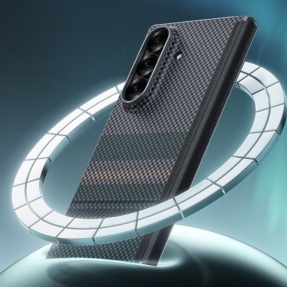 Galaxy Z Fold 7 Kılıf M-safe Şarj Özellikli Karbon Fiber Tasarımlı Benks Aurora ArmorAir Kevlar Kapak