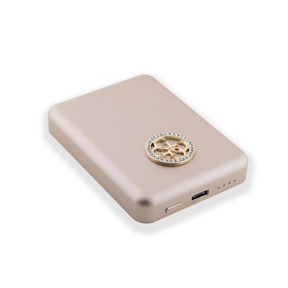 Guess Orjinal Lisanslı M-safe Şarj Özellikli Taşlı 4G Logolu Powerbank 5000mAh 15W