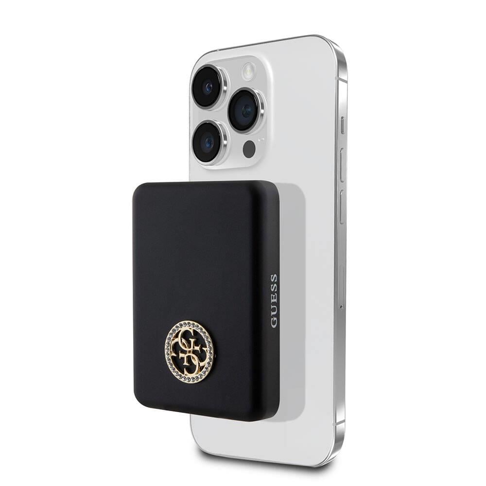 Guess Orjinal Lisanslı M-safe Şarj Özellikli Taşlı 4G Logolu Powerbank 5000mAh 15W