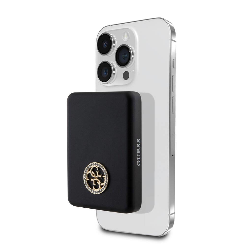 Guess Orjinal Lisanslı M-safe Şarj Özellikli Taşlı 4G Logolu Powerbank 5000mAh 15W