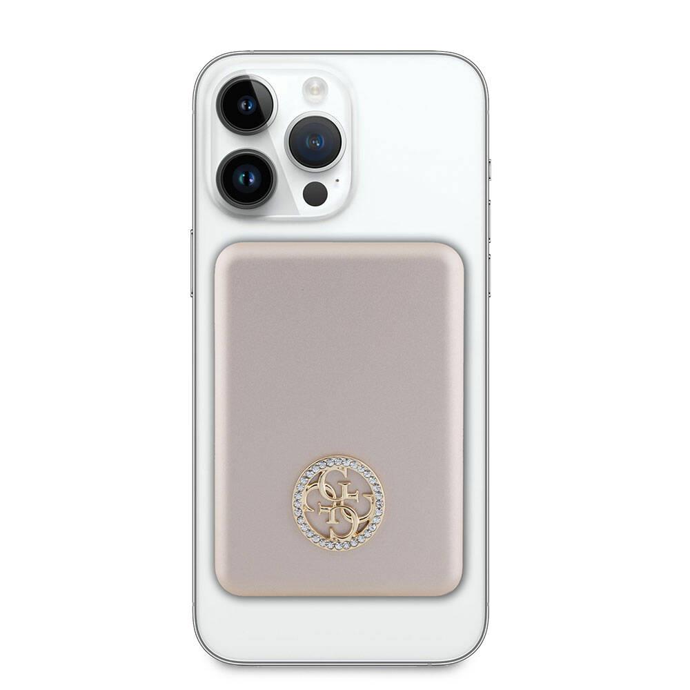 Guess Orjinal Lisanslı M-safe Şarj Özellikli Taşlı 4G Logolu Powerbank 5000mAh 15W