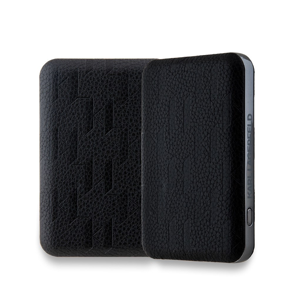 Karl Lagerfeld Orjinal Lisanslı M-safe Şarj Özellikli Led Işık Göstergeli Metal Logolu PU Deri Powerbank 5000mAh