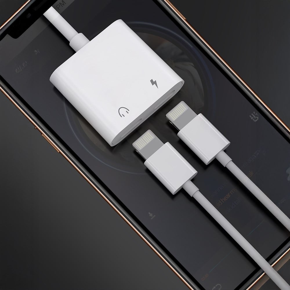 Lenyes AX92 Lightning to Lightning 2in1 Şarj ve Kulaklık Dönüştürücü Adaptör