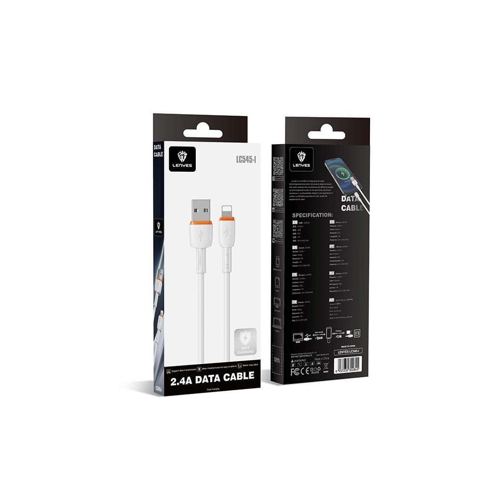 Lenyes LC545 USB to Lightning Hızlı Şarj Özellikli Data ve Şarj Kablosu 12W 1M