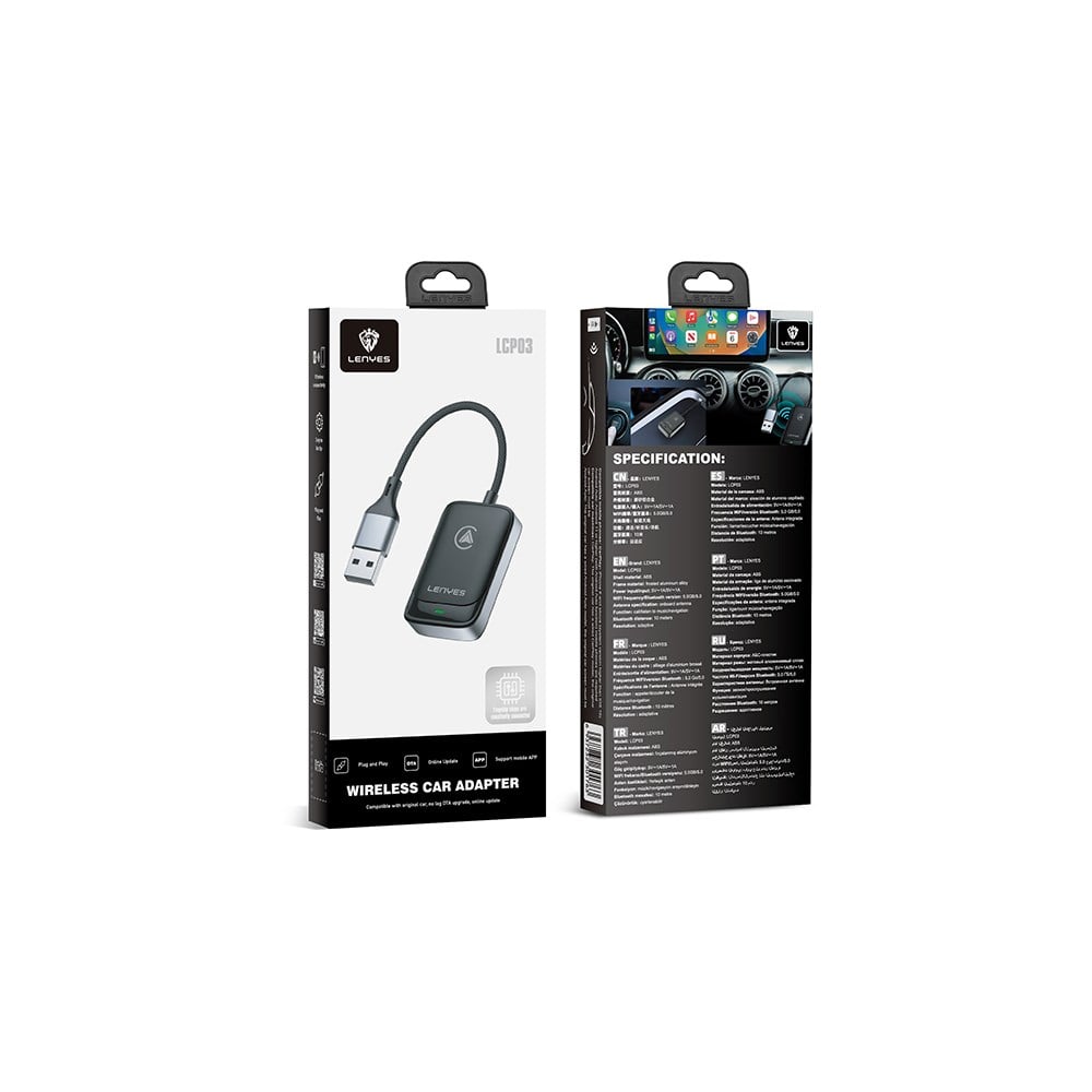 Lenyes LCP03 Android Auto Destekli CarPlay USB Bluetooth 5.0 Wireless Transmitter Adaptör