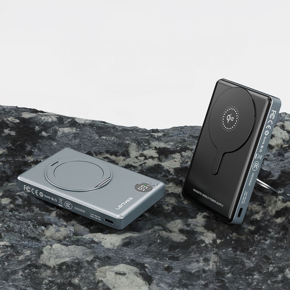Lenyes PW1013D PD 30W Dijital LED Göstergeli Qi2 Teknolojili Standlı Kablosuz Şarj Özellikli Wireless Powerbank 15W 10000mAh