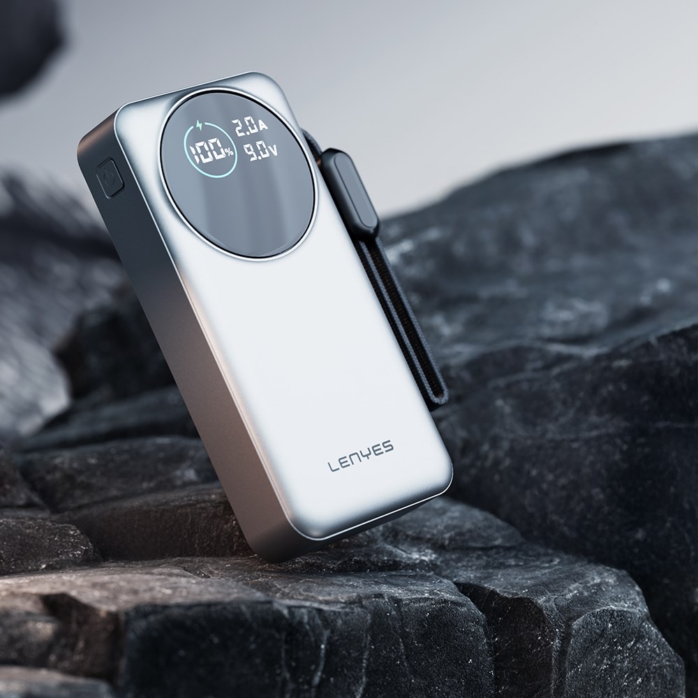 Lenyes PX1004D Dijital LED Ekranlı Lightning Kablolu Powerbank 22.5W 10.000mAh