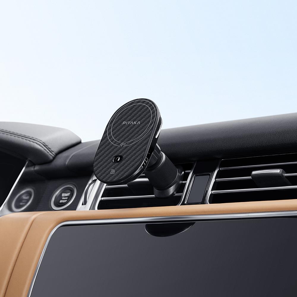 Pitaka MagEZ Pro 2 M-safe Şarj Özellikli Qi2 Aramid Fiber Araç Telefon Tutucu