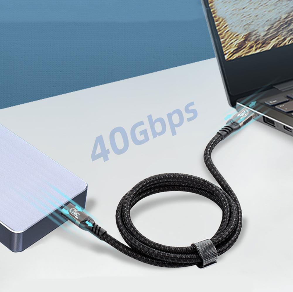 Qgeem QG01 Type-C to Type-C USB4 PD Data Kablosu 240W 40Gbps 8K@60Hz 0.2 Metre