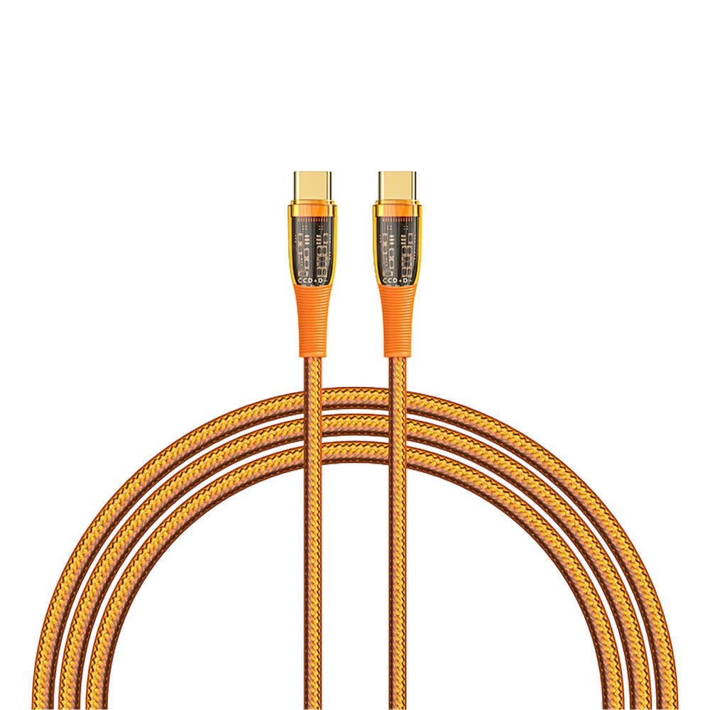Recci RTC-P19CC Amber Serisi Type-C to Type-C PD 100W Şeffaf Tasarım Şarj ve Data Kablosu 1.5M