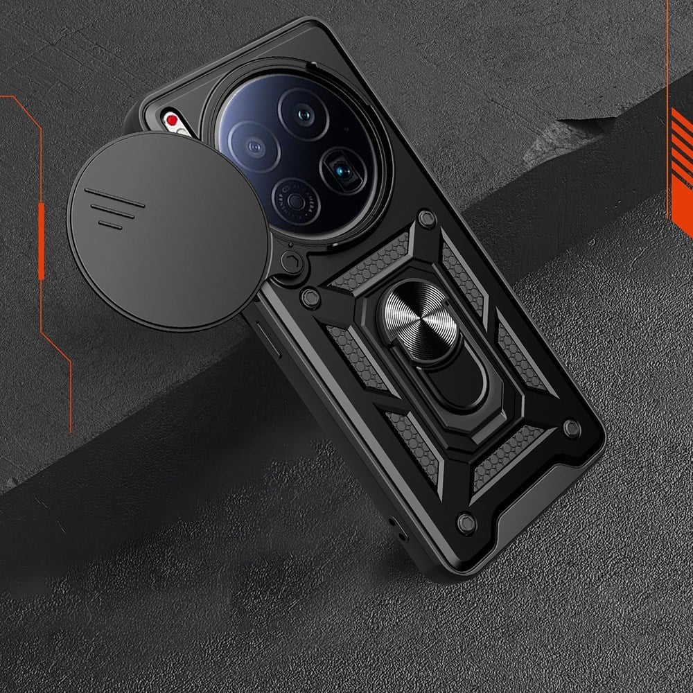 Tecno Camon 40 Premier 5G Kılıf Magnetik Standlı Kamera Korumalı Zore Sürgülü Vega Kapak