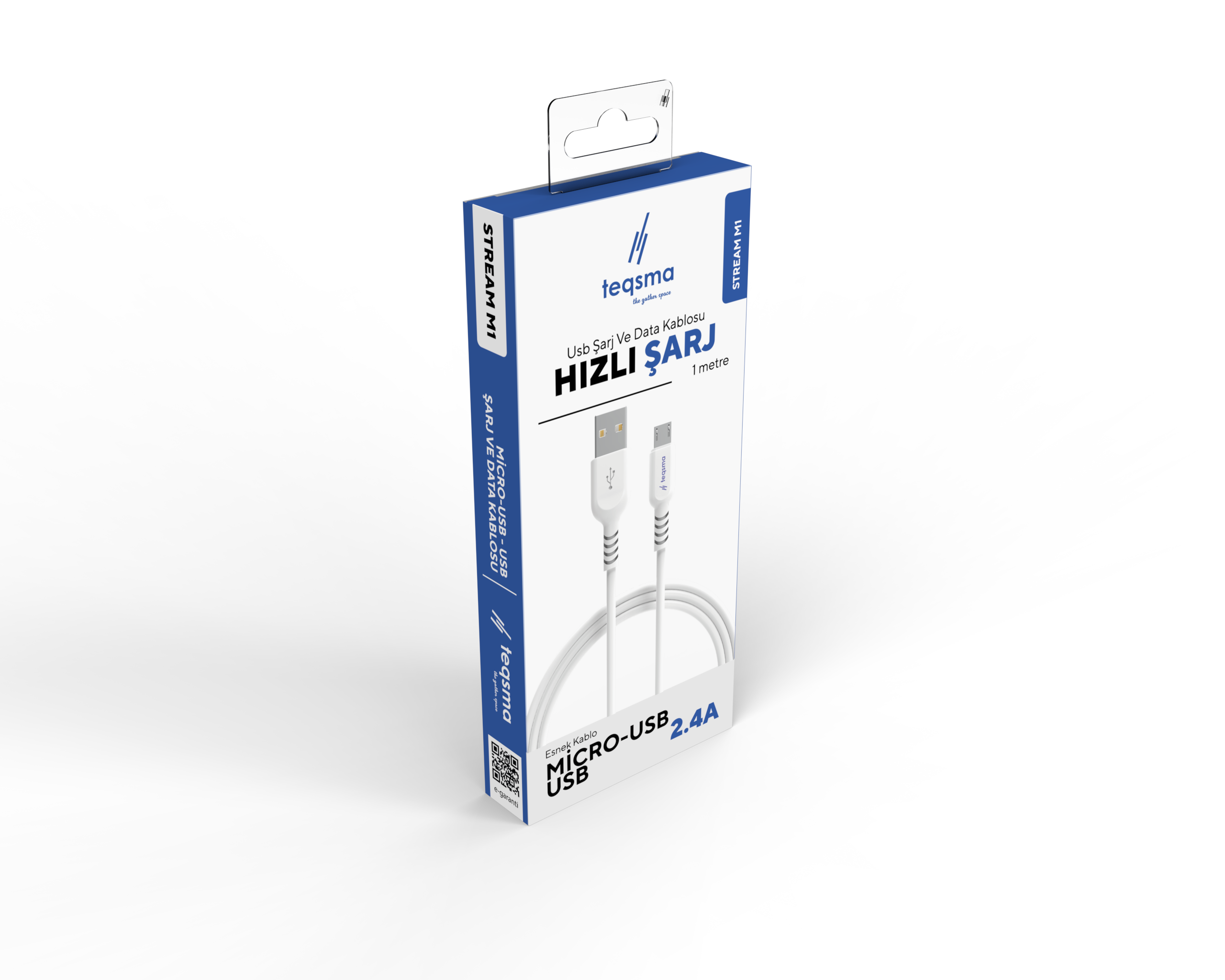 TEQSMA STREAM M1 Micro USB - USB Kablo 2.4A 100Cm 10'lu Koli