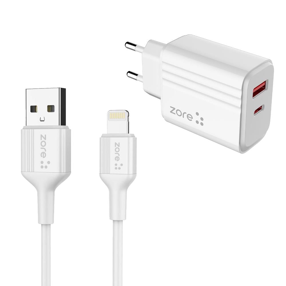 Zore Play Serisi PL05 Lightning 2in1 Seyahat Şarj Aleti 20W