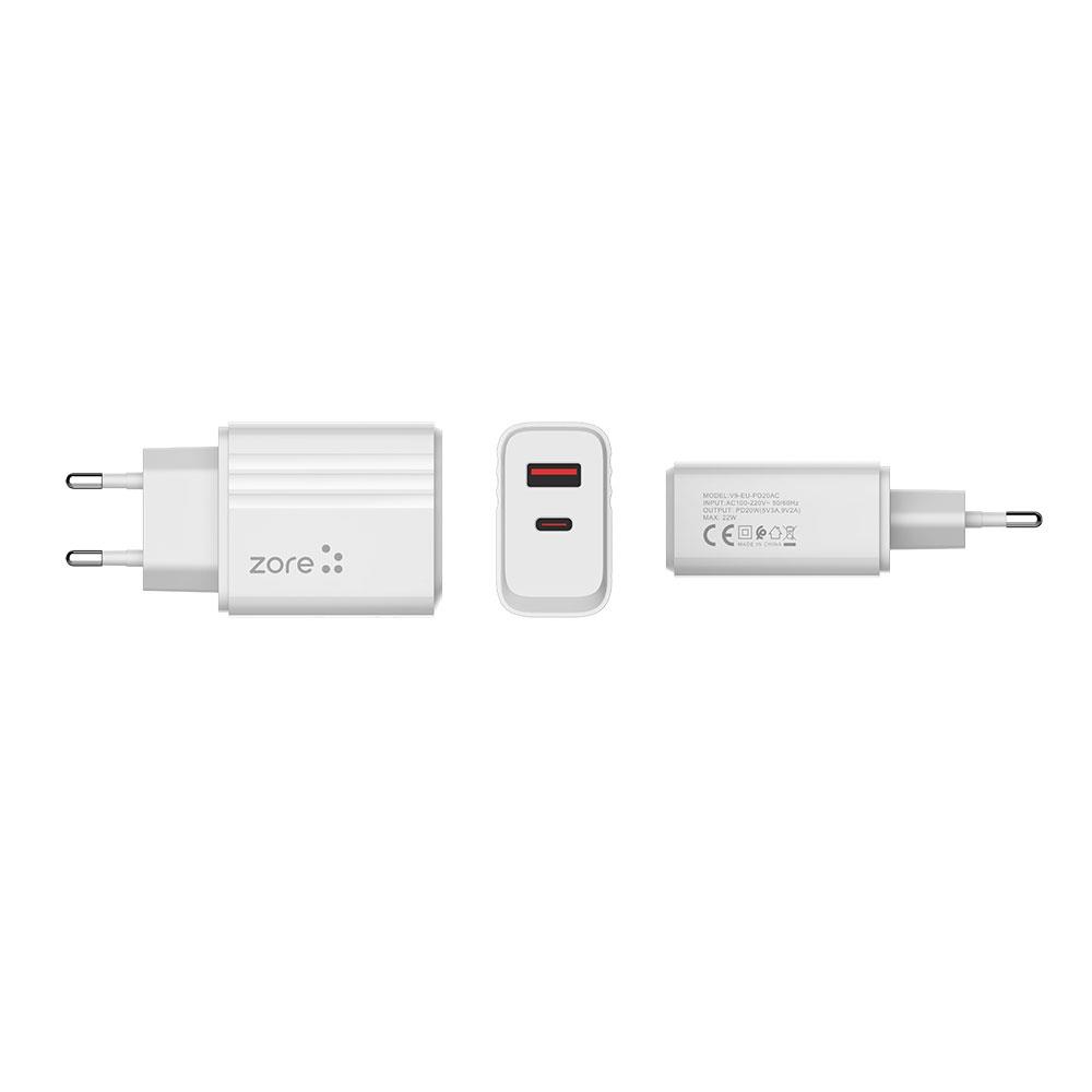 Zore Play Serisi PL08 Type-C to Lightning 2in1 PD Seyahat Şarj Aleti 20W