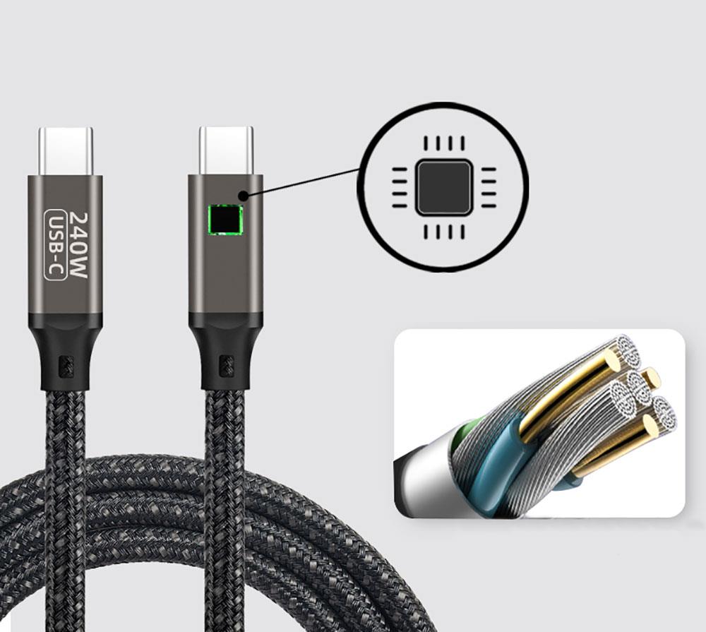 Zore QG02 Type-C to Type-C PD3.1 Data Kablosu 240W 480Mbps 0.5 Metre