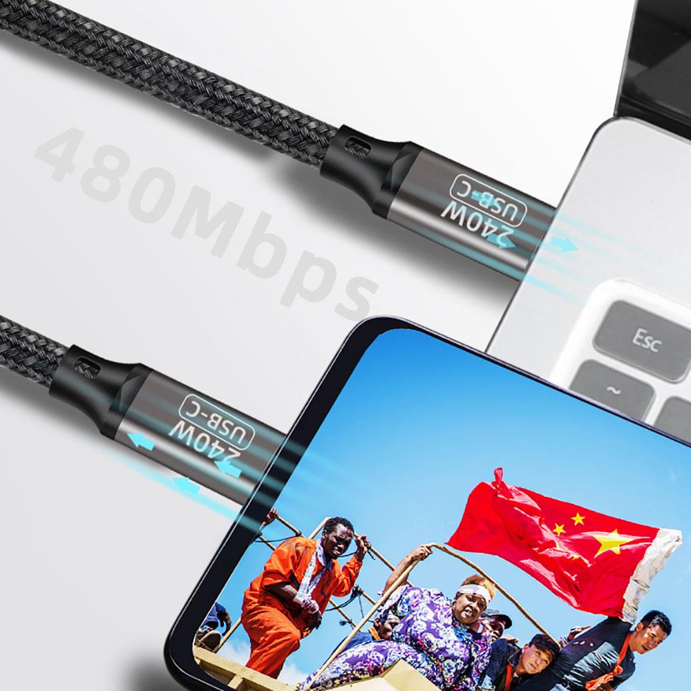 Zore QG02 Type-C to Type-C PD3.1 Data Kablosu 240W 480Mbps 0.5 Metre