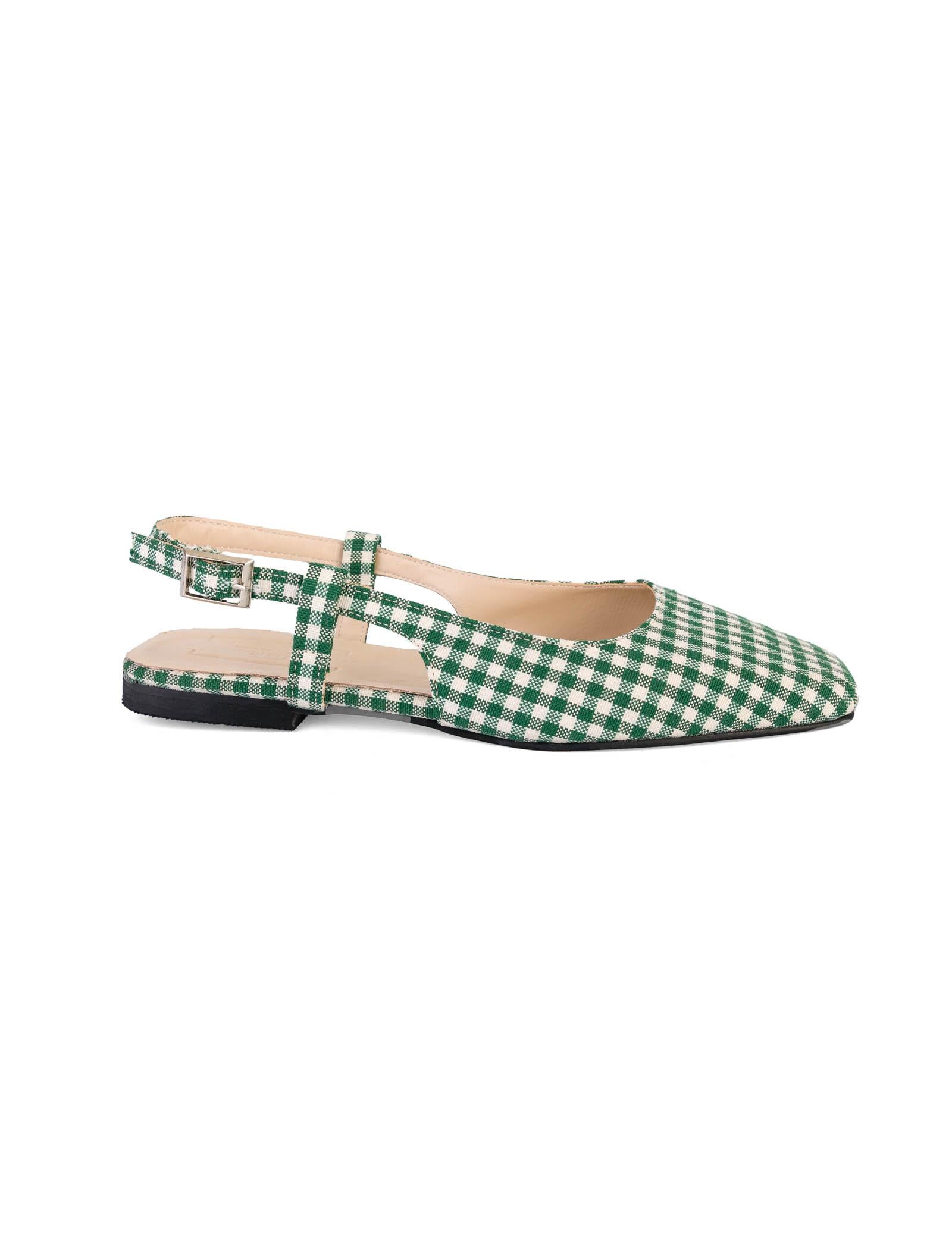 Green Gingham Slingback Flat