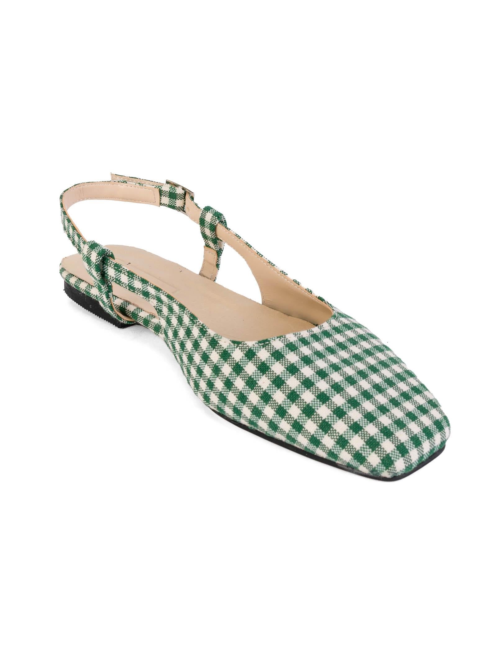 Green Gingham Slingback Flat