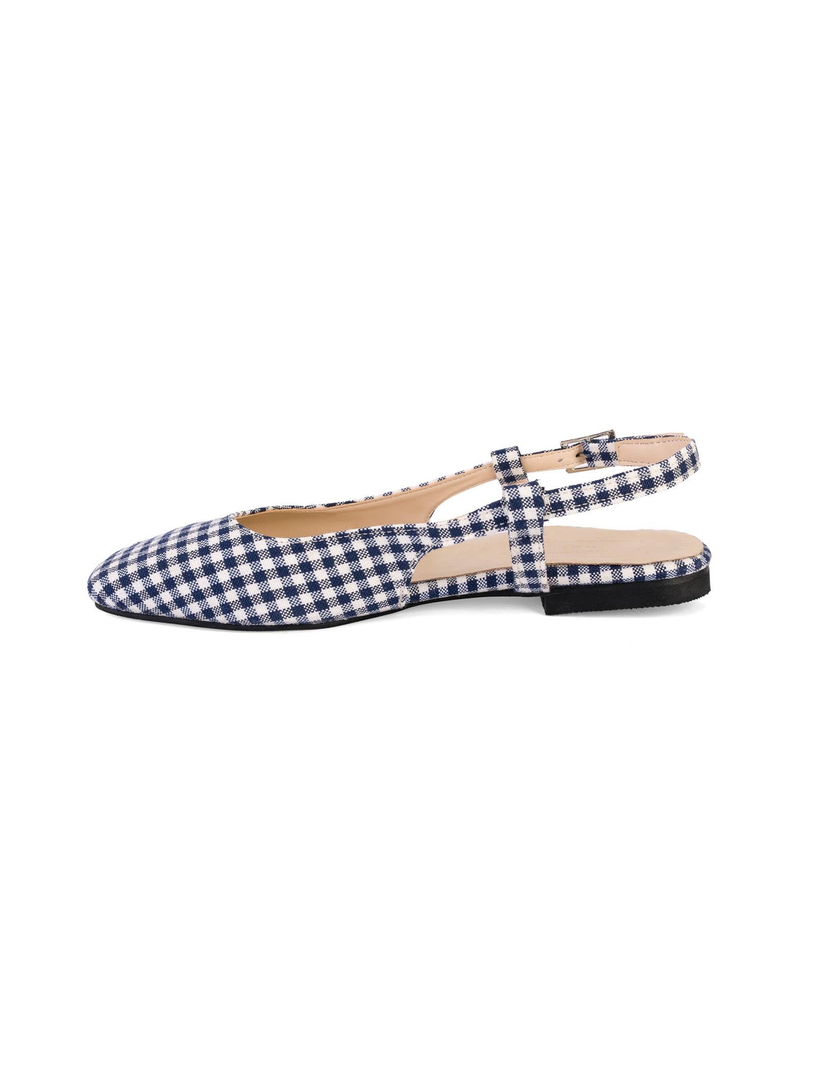 Navy Gingham Slingback Flat