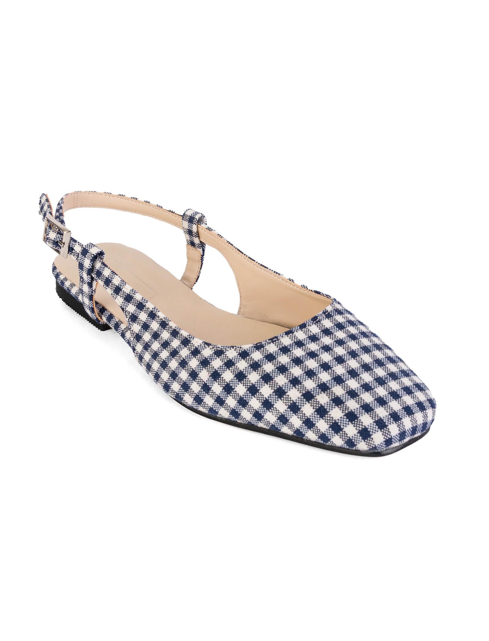 Navy Gingham Slingback Flat