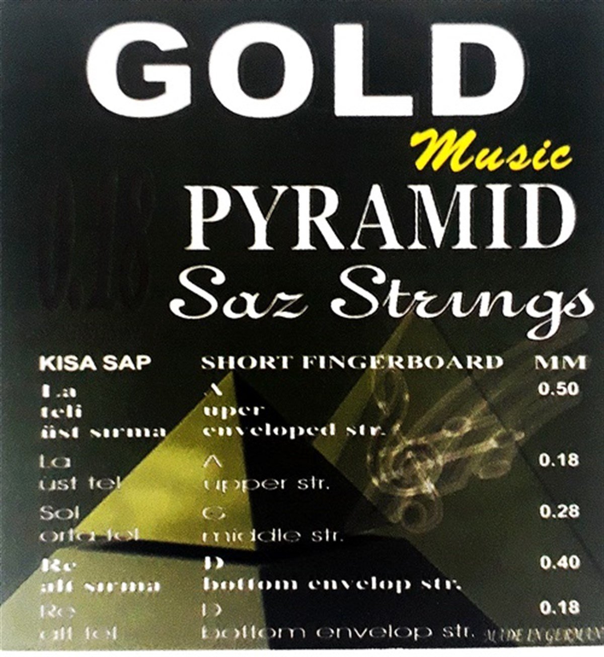 Gold Pyramid 0,18 Kısa Sap Profosyonel Bağlama Teli Takım